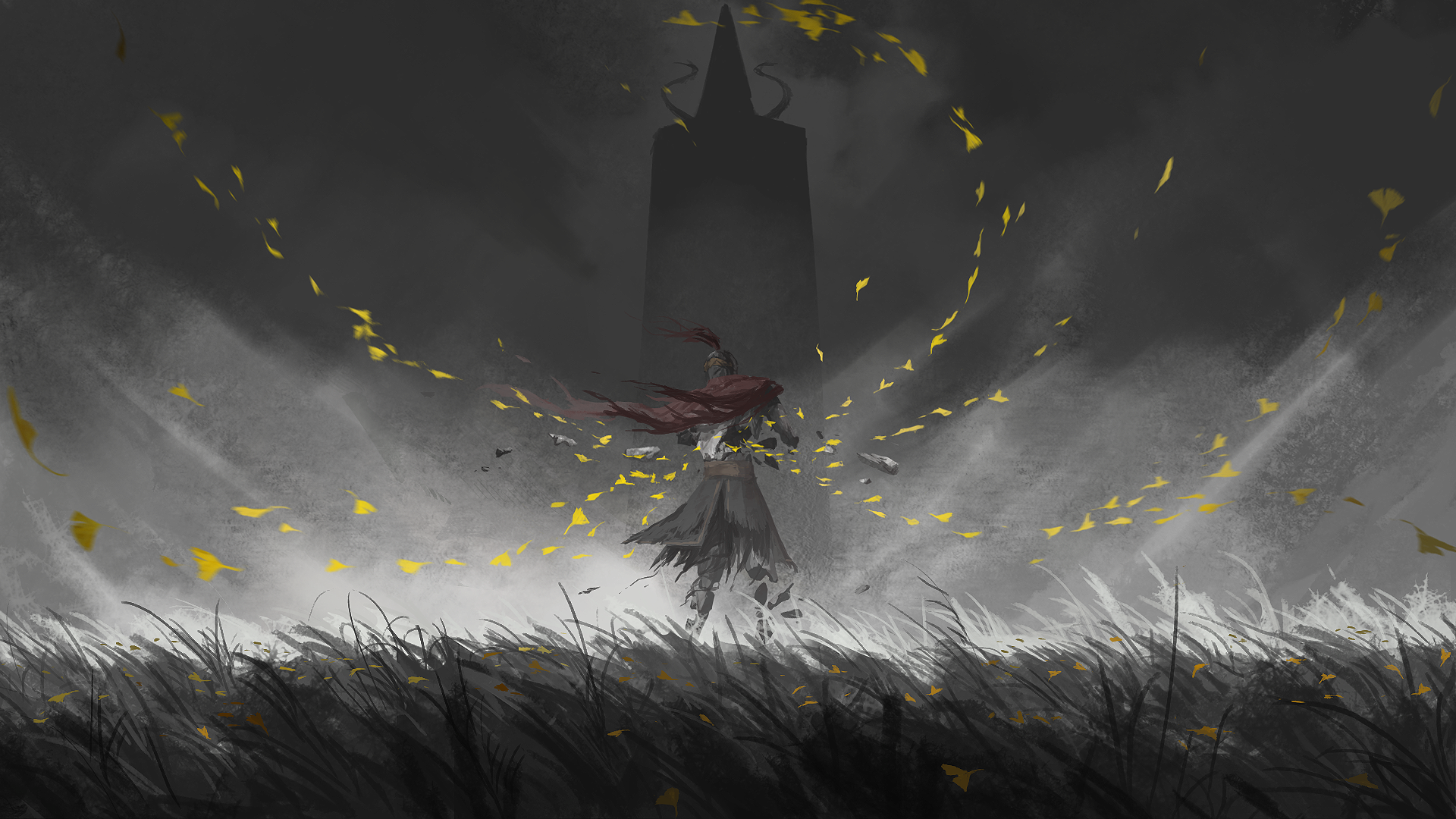 《战傀志》主视觉 Key Art：战傀立于神明战争遗留的河谷